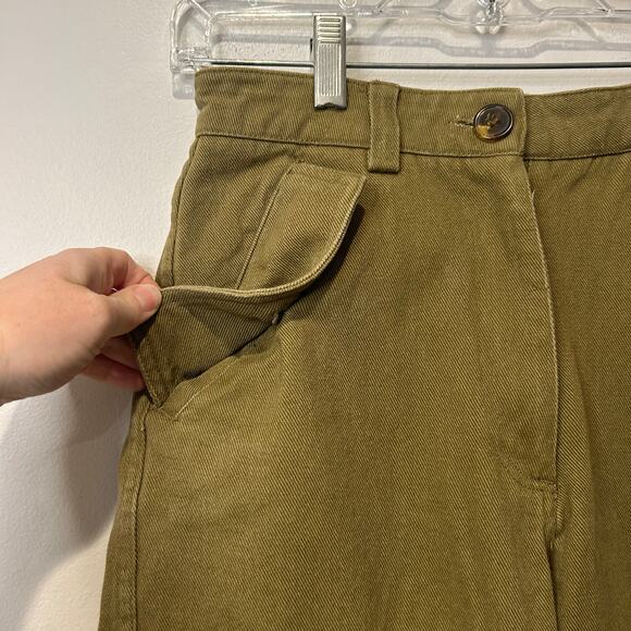 H&M Womens Cargo Pants Military Style Green Cuffed Cropped Fall Sz 0 High Waist - Picture 8 of 8